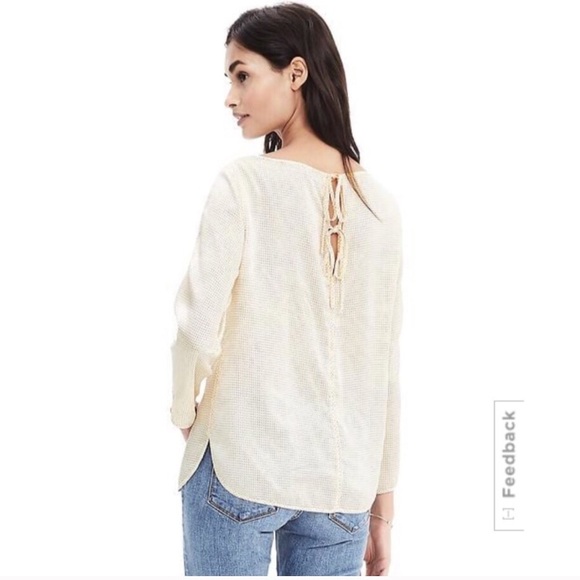 Banana Republic Silky Polka Dot Blouse w/Back Ties - Picture 3 of 8